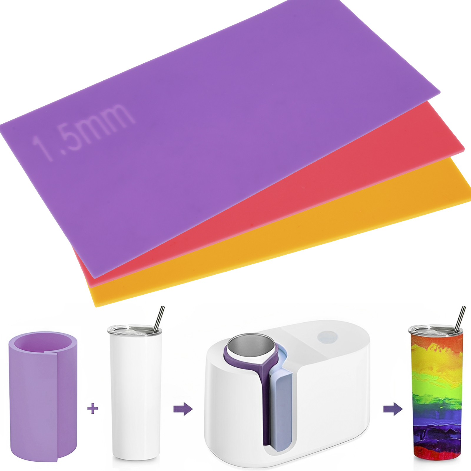 Sublimation Mug Blank - 3pcs Sublimation Tumblers Wraps, Silicone Mug