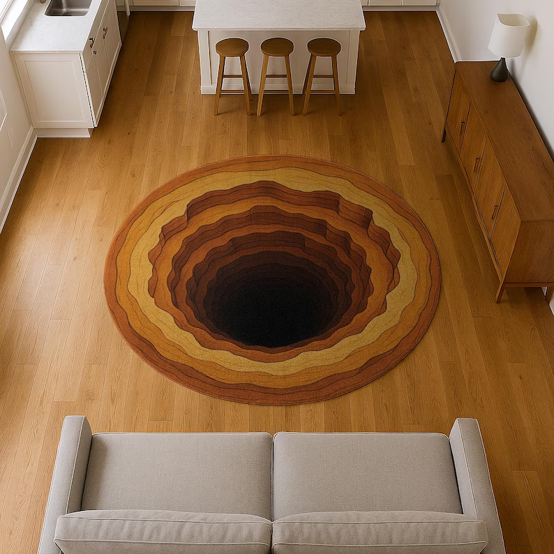 Wholesale Commercial Printing - 3D Vortex Round Rug Depth Illusion