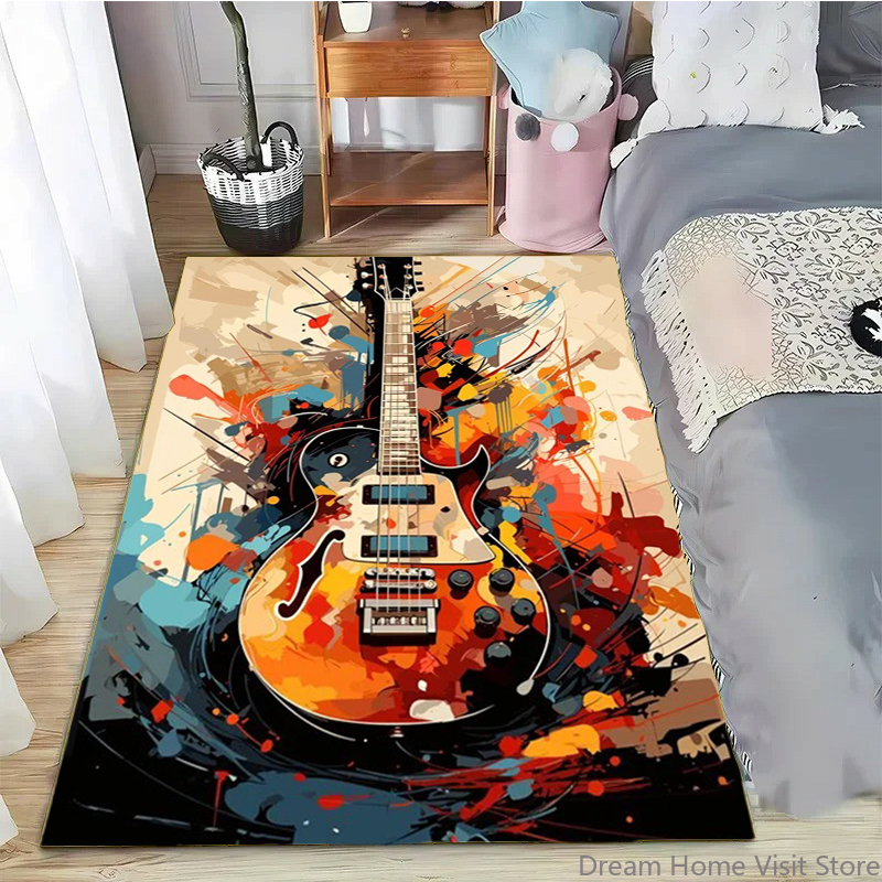 Commercial Printing Machine - Abstract Art Musical Instruments Rug Print
