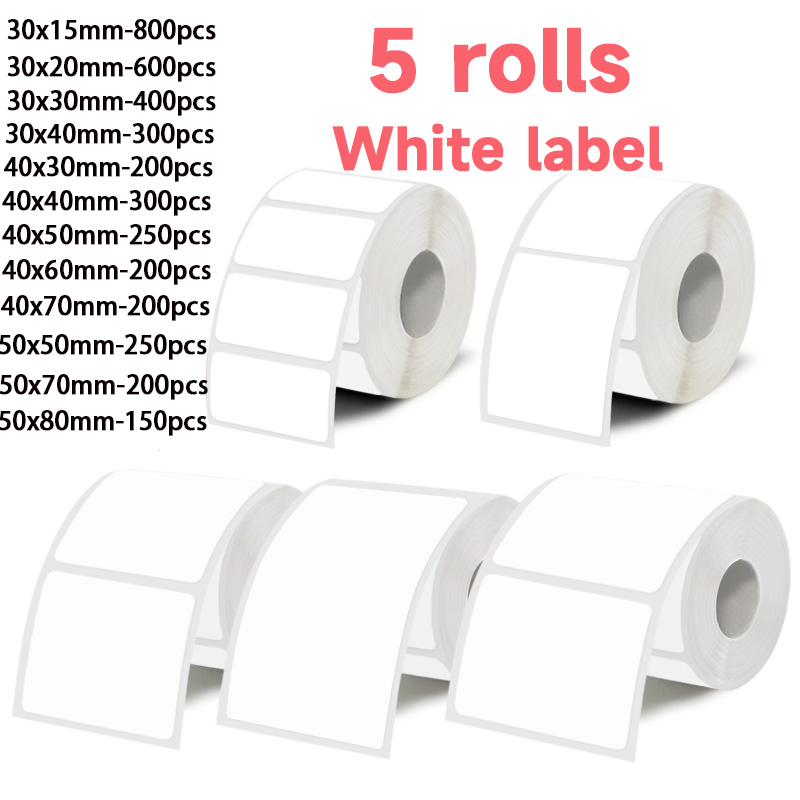 5 Rolls of White Label Sticker - Commercial Printing Machine 评论和价格