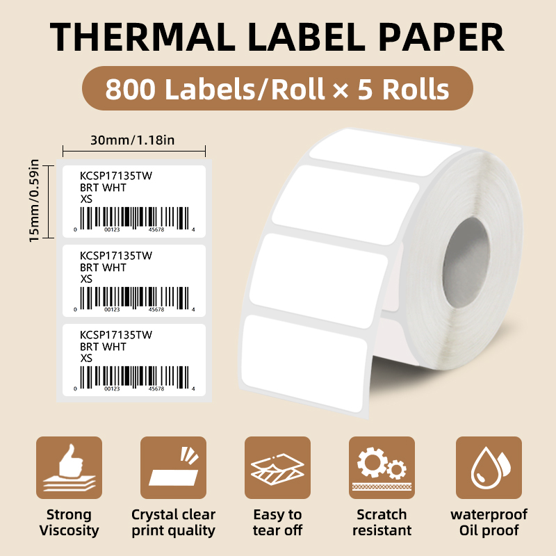 5 Rolls of White Label Sticker - Commercial Printing Machine 评论和价格